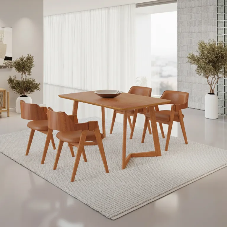 Juego de comedor Fineza 120 con 4 sillas Esmeralda caramelo